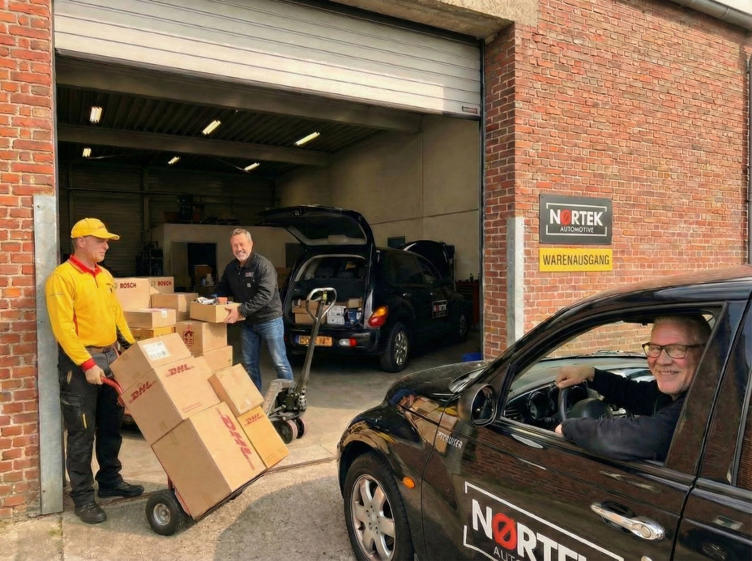 Tägliche Direktbelieferung – Rolltor mit PT Cruiser